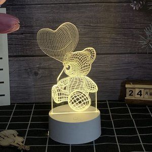 💥 3D Bear Night Light | Touch Switch Lamp & Change Color | 3 Light Colors